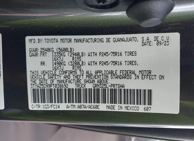 3TYAZ5CN9PT038692 2023 2023 Toyota Tacoma- Sr5 V6 9