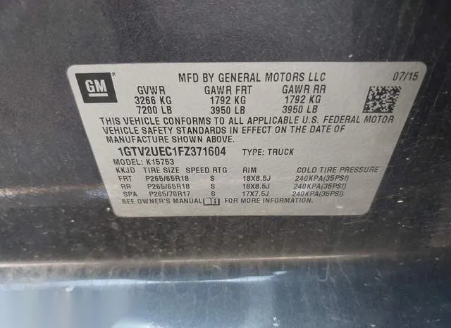 1GTV2UEC1FZ371604 2015 2015 GMC Sierra- 1500 Sle 9