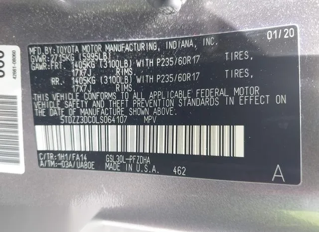 5TDZZ3DC0LS064107 2020 2020 Toyota Sienna- L 9