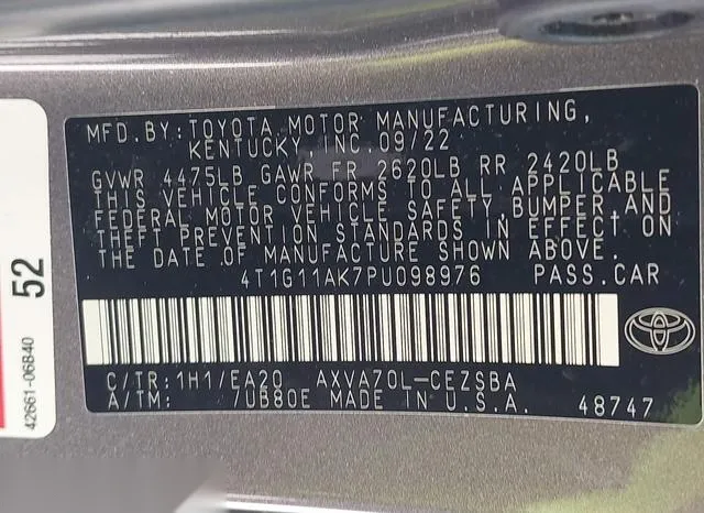 4T1G11AK7PU098976 2023 2023 Toyota Camry- SE 9