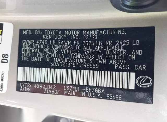 58ADZ1B18PU149959 2023 2023 Lexus ES- 350 9