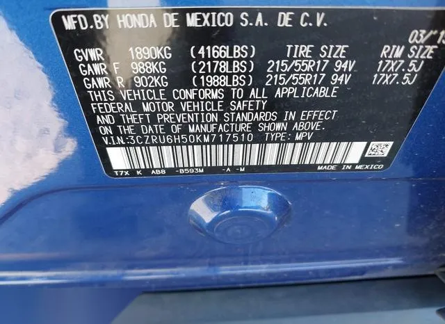 3CZRU6H50KM717510 2019 2019 Honda HR-V- EX 9