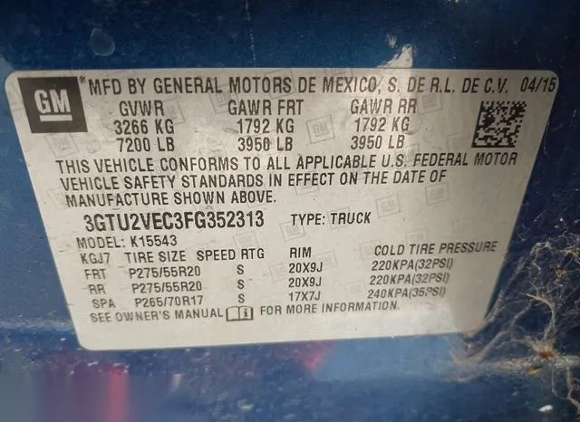 3GTU2VEC3FG352313 2015 2015 GMC Sierra- 1500 Slt 9