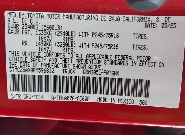 3TMCZ5AN0PM596812 2023 2023 Toyota Tacoma- Sr5 V6 9