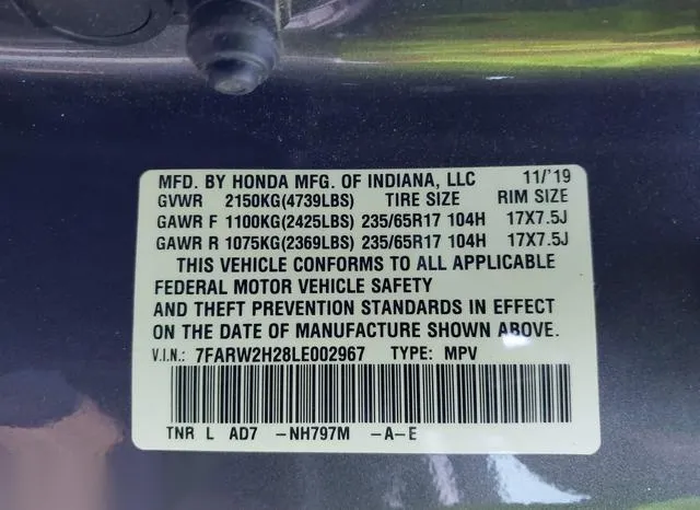 7FARW2H28LE002967 2020 2020 Honda CR-V- Awd Lx 9