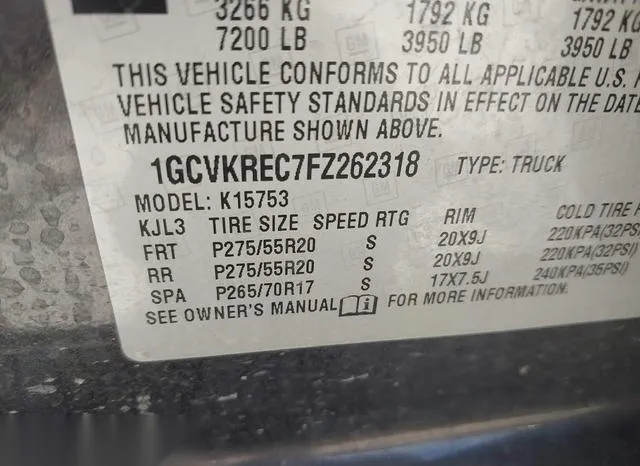 1GCVKREC7FZ262318 2015 2015 Chevrolet Silverado 1500- 1LT 9