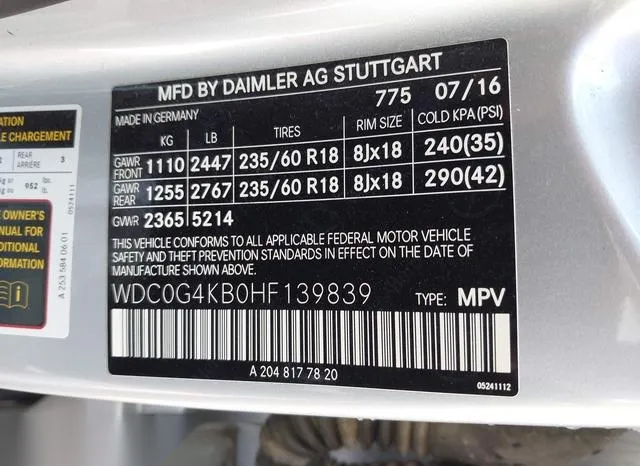 WDC0G4KB0HF139839 2017 2017 Mercedes-Benz GLC 300- 4Matic 9