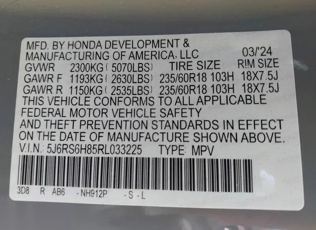 5J6RS6H85RL033225 2024 2024 Honda CR-V- Hybrid Sport-L 9