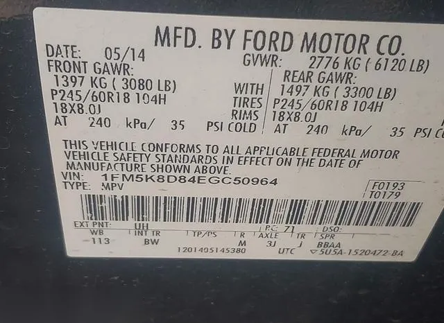 1FM5K8D84EGC50964 2014 2014 Ford Explorer- Xlt 9