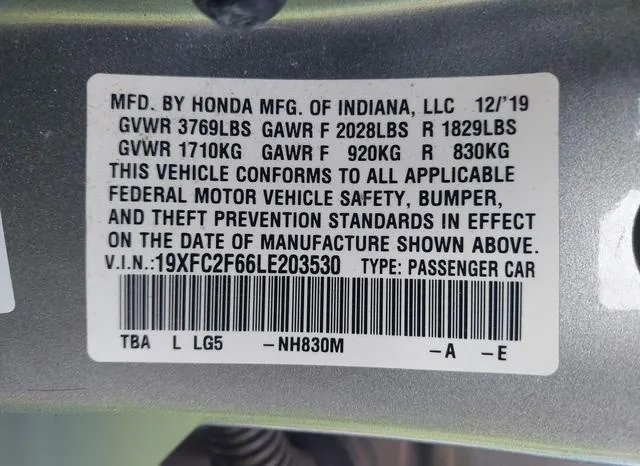 19XFC2F66LE203530 2020 2020 Honda Civic- LX 9