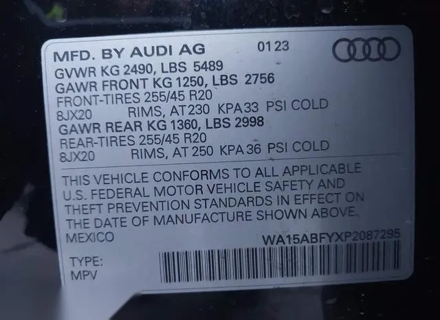 WA15ABFYXP2087295 2023 2023 Audi Q5- Premium Plus 45 Tfsi S  9