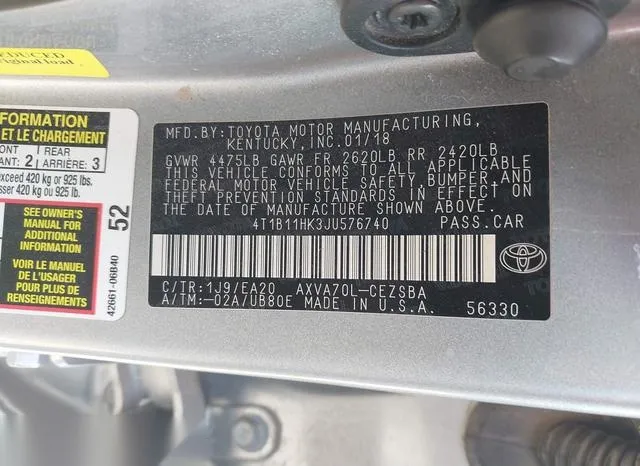 4T1B11HK3JU576740 2018 2018 Toyota Camry- SE 9