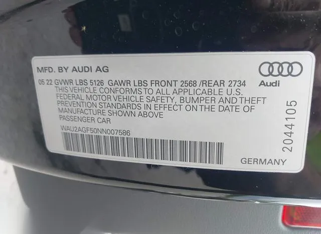 WAU2AGF50NN007586 2022 2022 Audi A5- Cabriolet Premium 45 Tf 9