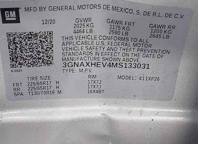 3GNAXHEV4MS133031 2021 2021 Chevrolet Equinox- Fwd Ls 9