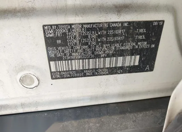 2T3H1RFV8KC023730 2019 2019 Toyota RAV4- LE 9