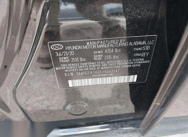 5NPEF4JA0LH060547 2020 2020 Hyundai Sonata- Sel 9