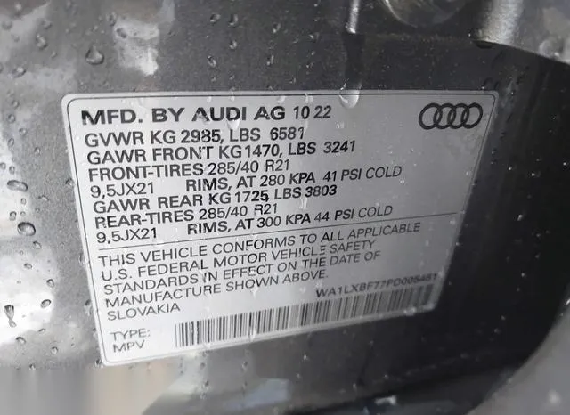 WA1LXBF77PD005461 2023 2023 Audi Q7- Premium Plus 55 Tfsi Qu 9