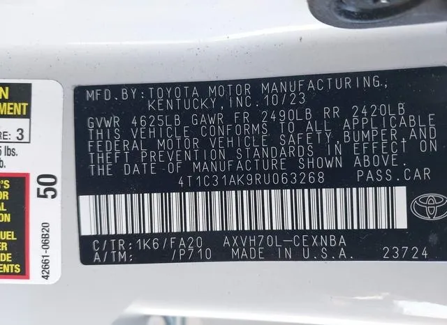 4T1C31AK9RU063268 2024 2024 Toyota Camry- Hybrid LE 9