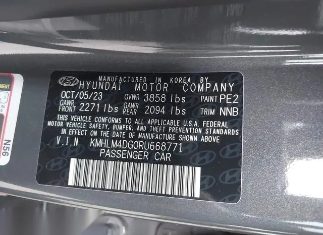 KMHLM4DG0RU668771 2024 2024 Hyundai Elantra- Sel 9