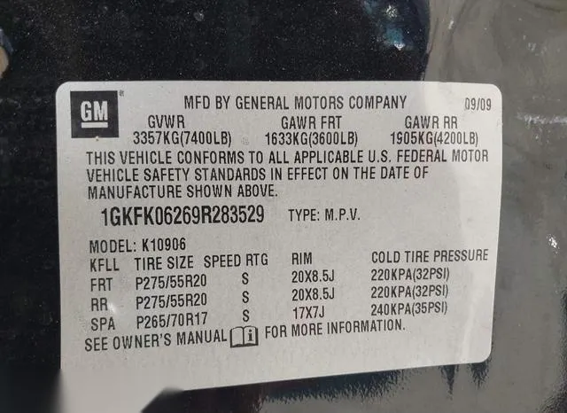 1GKFK06269R283529 2009 2009 GMC Yukon Xl 1500- Denali 9