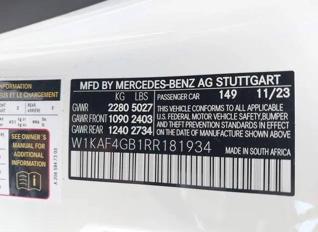 W1KAF4GB1RR181934 2024 2024 Mercedes-Benz C 300 9