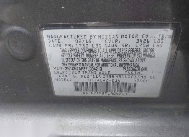 3N1CN7AP8FL904213 2015 2015 Nissan Versa- 1-6 S- 9