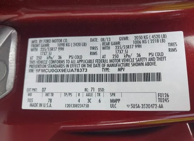 1FMCU0GX9EUA78373 2014 2014 Ford Escape- SE 9