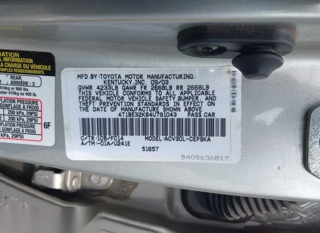 4T1BE32K84U791043 2004 2004 Toyota Camry- SE 9