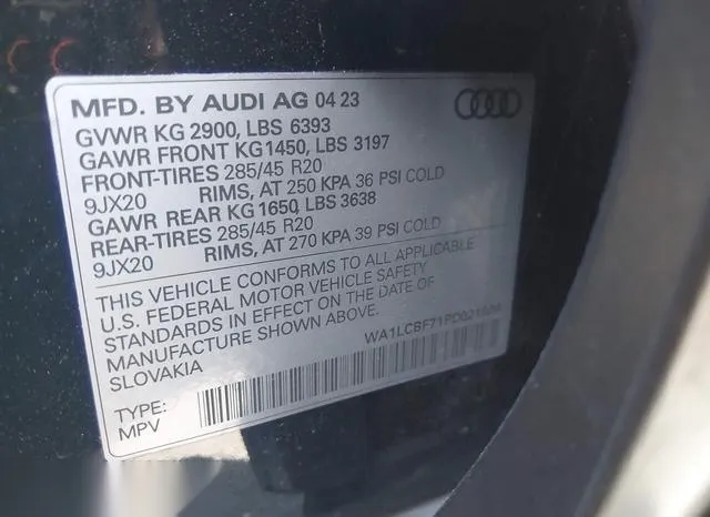 WA1LCBF71PD021036 2023 2023 Audi Q7- Premium Plus 45 Tfsi Qu 9