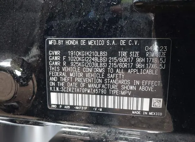 3CZRZ1H70PM745790 2023 2023 Honda HR-V- 2Wd Ex-L 9