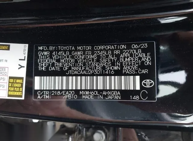 JTDACAAU2P3011416 2023 2023 Toyota Prius- Xle 9