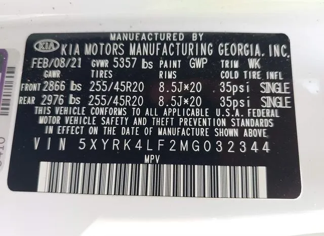 5XYRK4LF2MG032344 2021 2021 KIA Sorento- SX 9