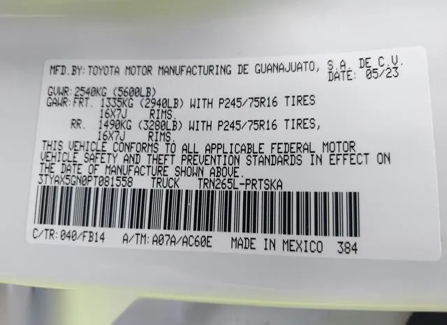 3TYAX5GN0PT081558 2023 2023 Toyota Tacoma- SR 9