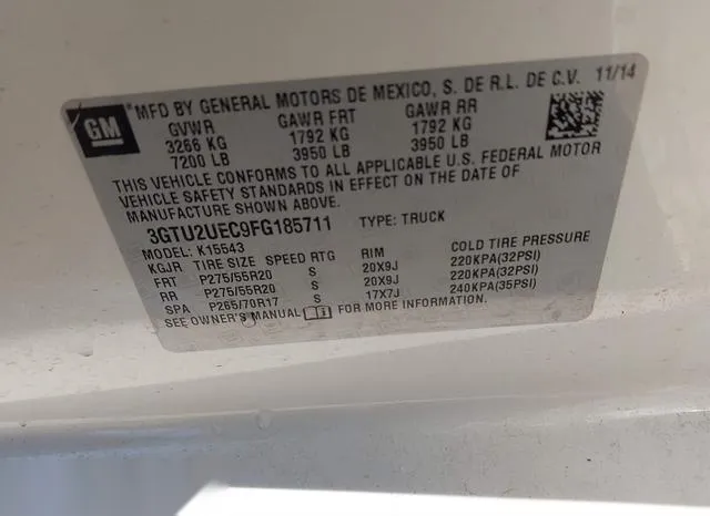 3GTU2UEC9FG185711 2015 2015 GMC Sierra- 1500 Sle 9