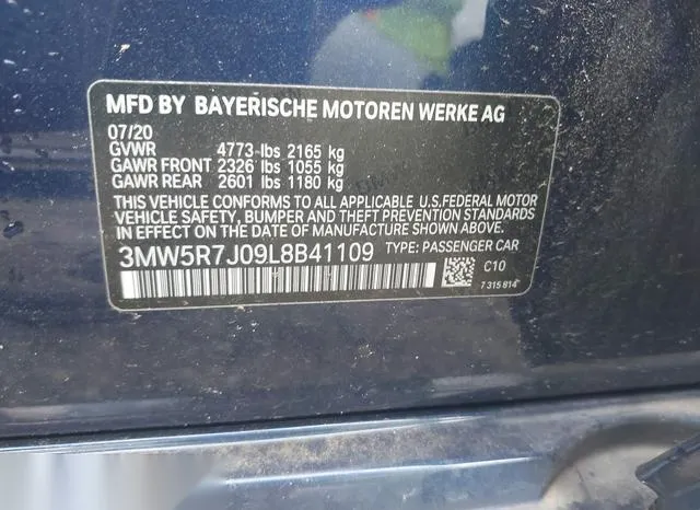 3MW5R7J09L8B41109 2020 2020 BMW 3 Series- 330I Xdrive 9