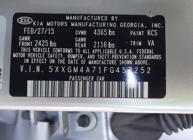 5XXGM4A71FG457252 2015 2015 KIA Optima- LX 9