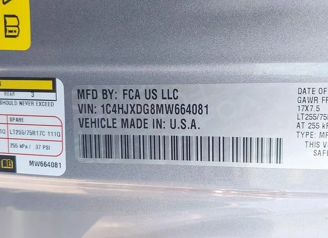 1C4HJXDG8MW664081 2021 2021 Jeep Wrangler- Unlimited Willys  9