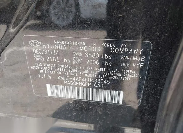 KMHDH4AE4FU433345 2015 2015 Hyundai Elantra- SE 9