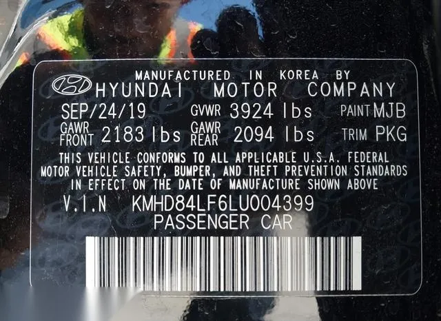 KMHD84LF6LU004399 2020 2020 Hyundai Elantra- Sel 9