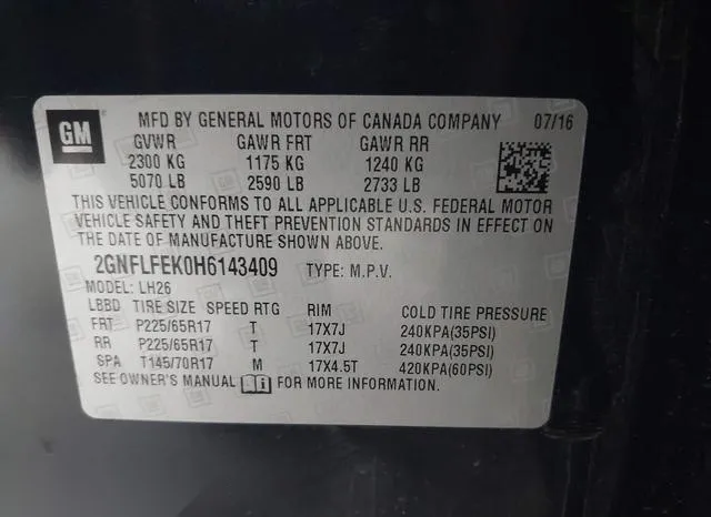 2GNFLFEK0H6143409 2017 2017 Chevrolet Equinox- LT 9