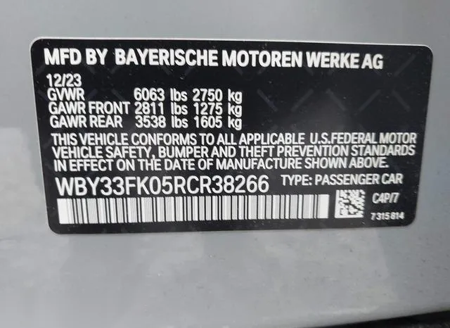 WBY33FK05RCR38266 2024 2024 BMW I5- Edrive40 9