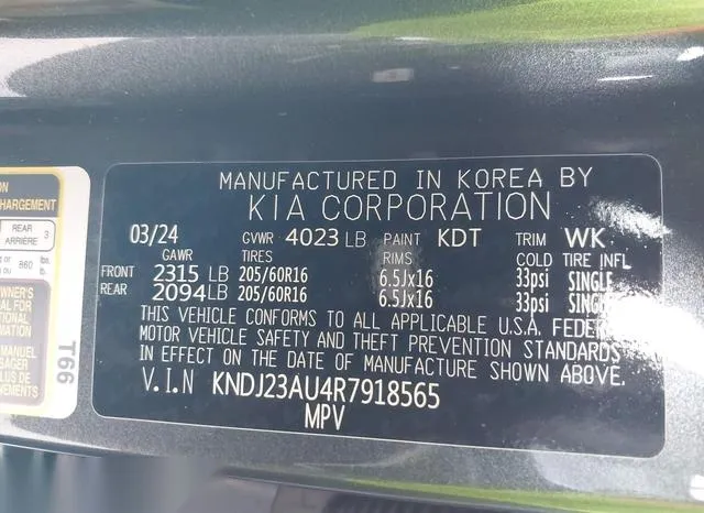 KNDJ23AU4R7918565 2024 2024 KIA Soul- LX 9