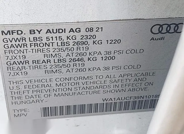 WA1AUCF39N1018505 2022 2022 Audi Q3- Premium 40 Tfsi Quattro 9