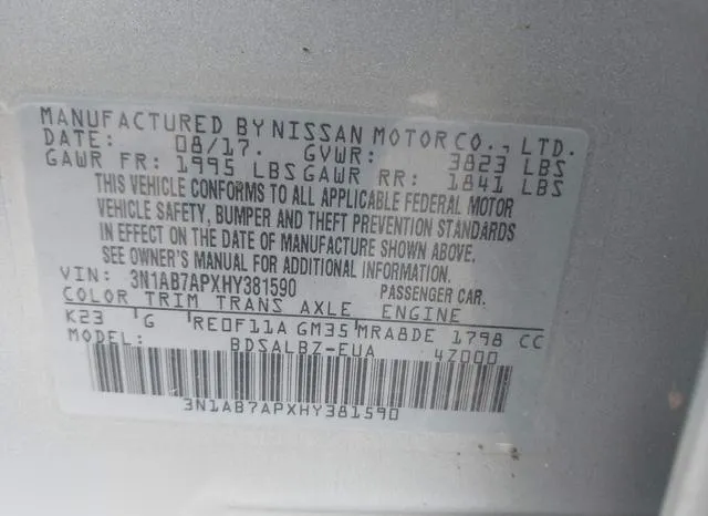 3N1AB7APXHY381590 2017 2017 Nissan Sentra- S 9