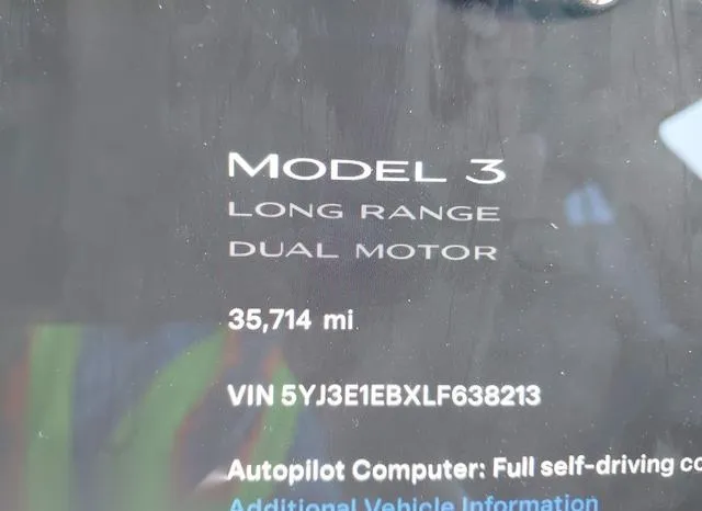 5YJ3E1EBXLF638213 2020 2020 Tesla Model 3- Long Range Dual M 7