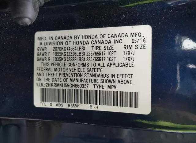 2HKRM4H59GH660957 2016 2016 Honda CR-V- EX 9