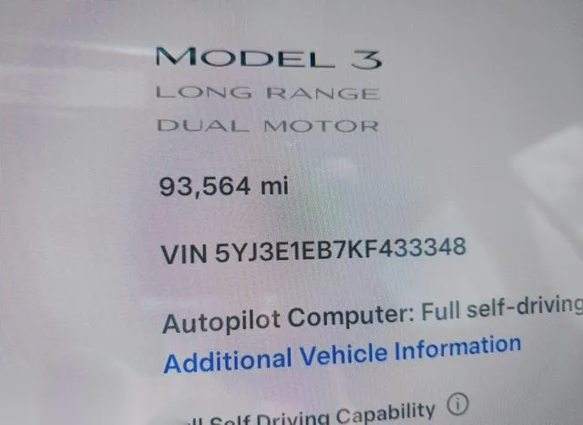 5YJ3E1EB7KF433348 2019 2019 Tesla Model 3- Long Range/Perfor 7