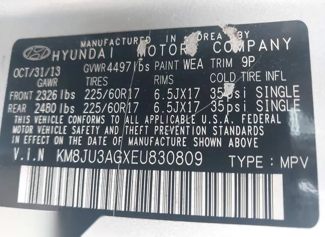 KM8JU3AGXEU830809 2014 2014 Hyundai Tucson- SE 9