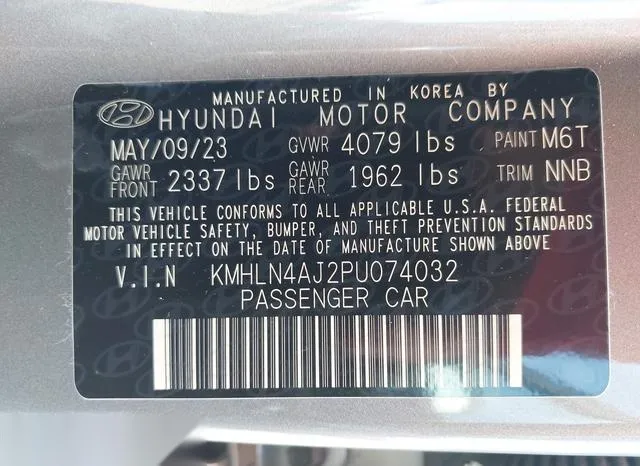 KMHLN4AJ2PU074032 2023 2023 Hyundai Elantra- Hybrid Limited 9