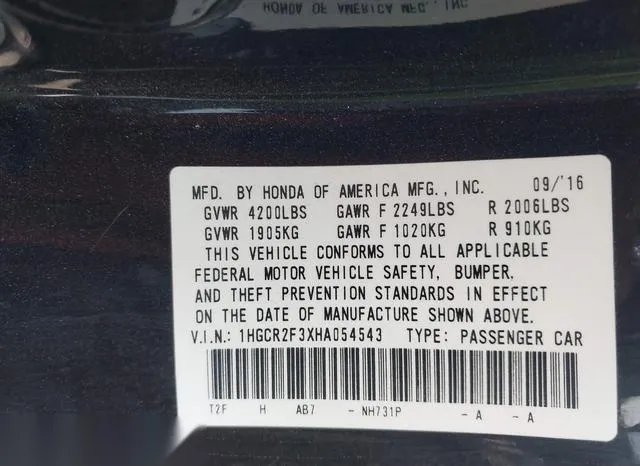 1HGCR2F3XHA054543 2017 2017 Honda Accord- LX 9